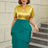 AOMEIDRESS Colorblock Short Sleeve Gold Two Piece Set for Women Gold / S