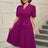 AOMEIDRESS Colorblock Trim Collar A Line Dress Short Sleeve 50s Style Navy Blue Dress Purple / S