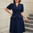 AOMEIDRESS Colorblock Trim Collar A Line Dress Short Sleeve 50s Style Navy / S