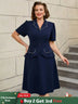 AOMEIDRESS Colorblock Trim Collar A Line Dress Short Sleeve 50s Style Navy / S