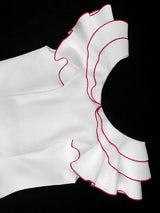 AOMEIDRESS Colorblock Two Piece Set Ruffles Top Mermaid Skirt