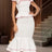 AOMEIDRESS Colorblock Two Piece Set Ruffles Top Mermaid Skirt White / S