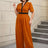 AOMEIDRESS Colorblock V Neck Short Sleeve Wide Leg Jumpsuit Brown
