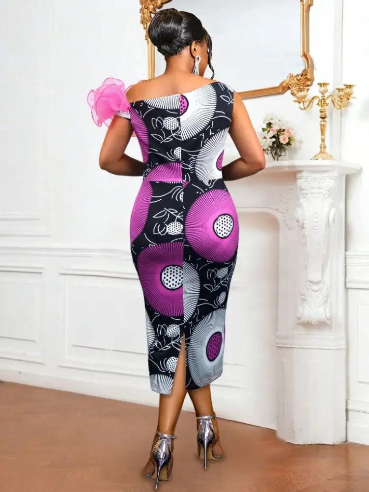 mesh patchwork ruffles dresses