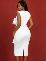AOMEIDRESS Dress for Wedding White Sleeveless Package Hip Dresses