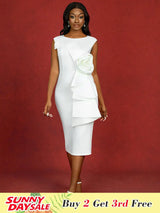 AOMEIDRESS Dress for Wedding White Sleeveless Package Hip Dresses White / S