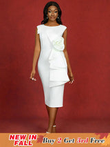 AOMEIDRESS Dress for Wedding White Sleeveless Package Hip Dresses White / S