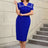 AOMEIDRESS Easter Church Dress Turn Down Collar Bodycon Style Blue / S