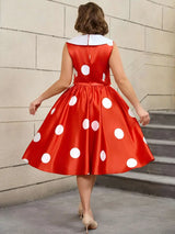 AOMEIDRESS Easter Dress Floral Lapel A Line 50s Swing Dress