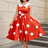 AOMEIDRESS Easter Dress Floral Lapel A Line 50s Swing Dress Red / S
