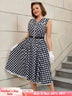 AOMEIDRESS Easter Dress Floral Polka Dot Sleeveless A Line Dress Black / S