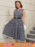 AOMEIDRESS Easter Dress Floral Polka Dot Sleeveless A Line Dress Black / S