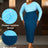 AOMEIDRESS Elagant Color Block Dress with Long Sleeve for Party Office Blue / S
