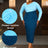 AOMEIDRESS Elagant Color Block Dress with Long Sleeve for Party Office Blue / S