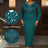 AOMEIDRESS Elagent Evening Party Dress with Fringe Beading Long Sleeve DarkGreen / S