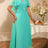 AOMEIDRESS Elegant A Line Chiffon Dress V Neck Butterfly Sleeve Gowns Green / S