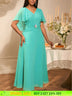 AOMEIDRESS Elegant A Line Chiffon Dress V Neck Butterfly Sleeve Gowns Green / S