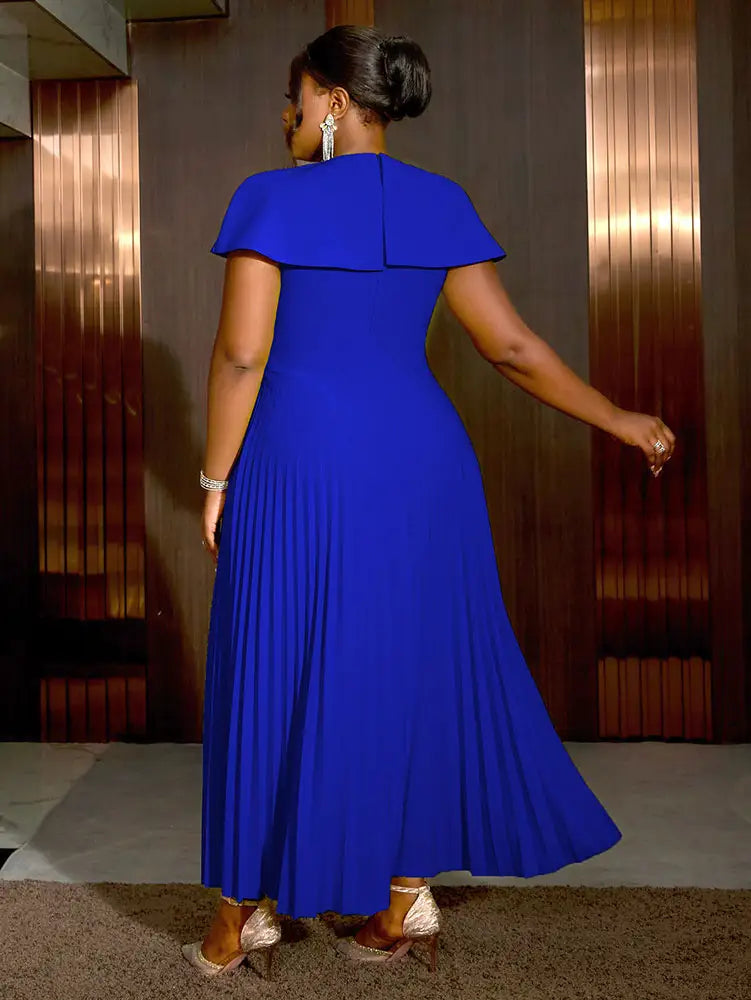 AOMEIDRESS Elegant A Line Church Dresses O Neck Pleated Cape Sleeve