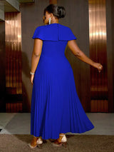 AOMEIDRESS Elegant A Line Church Dresses O Neck Pleated Cape Sleeve