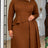 AOMEIDRESS Elegant A Line Dress Asymmetric Neck Long Sleeves Peplum - DarkBrown / L