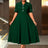 AOMEIDRESS Elegant A Line Dress Contrast Trim Church Causal Wear DarkGreen / L