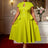 AOMEIDRESS Elegant A Line Dress Keyhole Neck Peplum Church Tea Party Green / L