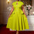 AOMEIDRESS Elegant A Line Dress Keyhole Neck Peplum Church Tea Party Green / L