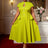 AOMEIDRESS Elegant A Line Dress Keyhole Neck Peplum Church Tea Party Green / L