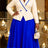 AOMEIDRESS Elegant A Line Dress Lapel Collar Long Sleeve Mesh Hem - Blue / S