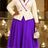 AOMEIDRESS Elegant A Line Dress Lapel Collar Long Sleeve Mesh Hem - Purple / S