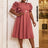 AOMEIDRESS Elegant A Line Dress O Neck 3D Flower Sleeve High Waist CameoBrown / S