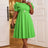 AOMEIDRESS Elegant A Line Dress O Neck 3D Flower Sleeve High Waist Green / S