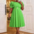 AOMEIDRESS Elegant A Line Dress O Neck 3D Flower Sleeve High Waist Green / S