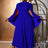 AOMEIDRESS Elegant A Line Dress Pleated Half High Collar Shawl sleeves Blue / 0XL