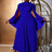 AOMEIDRESS Elegant A Line Dress Pleated Half High Collar Shawl sleeves Blue / 0XL