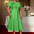 AOMEIDRESS Elegant A Line Dress Skew Collar Ruffle Sleeve Causal Wear Green / S