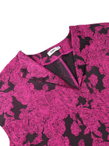 AOMEIDRESS Elegant A Line Jacquard Dress V Neck Short Sleeves Folds