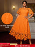 AOMEIDRESS Elegant A Line Lace Dress O Neck Hollow Out Short Sleeves Orange / S
