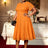 AOMEIDRESS Elegant A Line Lace Dress O Neck Short Sleeve Causal Wear Orange / L