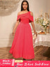 AOMEIDRESS Elegant A Line Maxi Off Shoulder Party Dresses Waist Belt WatermelonRed / S