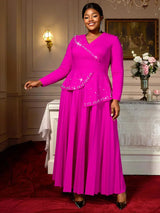 AOMEIDRESS Elegant A Line Maxi Pleated Beading Dress for Wedding Party