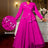 AOMEIDRESS Elegant A Line Maxi Pleated Beading Dress for Wedding Party Rose / S