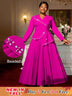 AOMEIDRESS Elegant A Line Maxi Pleated Beading Dress for Wedding Party Rose / S
