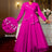 AOMEIDRESS Elegant A Line Maxi Pleated Beading Dress for Wedding Party Rose / S