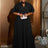 AOMEIDRESS Elegant A Line Maxi Pleated Dress for Office Church Cut out Black / S