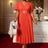 AOMEIDRESS Elegant A Line Maxi Pleated Short Sleeve Dress For Office Orange / S