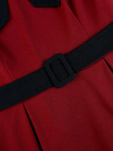 AOMEIDRESS Elegant A Line Midi Church Office Dress With Bow Waist Belt