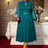 AOMEIDRESS Elegant A Line Midi Dress for Party Church Sheer Sleeve LakeGreen / S