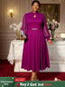 AOMEIDRESS Elegant A Line Midi Dress for Party Church Sheer Sleeve Purple / S