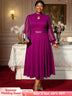 AOMEIDRESS Elegant A Line Midi Dress for Party Church Sheer Sleeve Purple / S